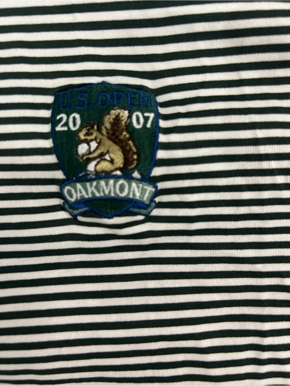 Polo Golf Ralph Lauren Mens L 2007 US Open Oakmont Striped Golf Polo Shirt
